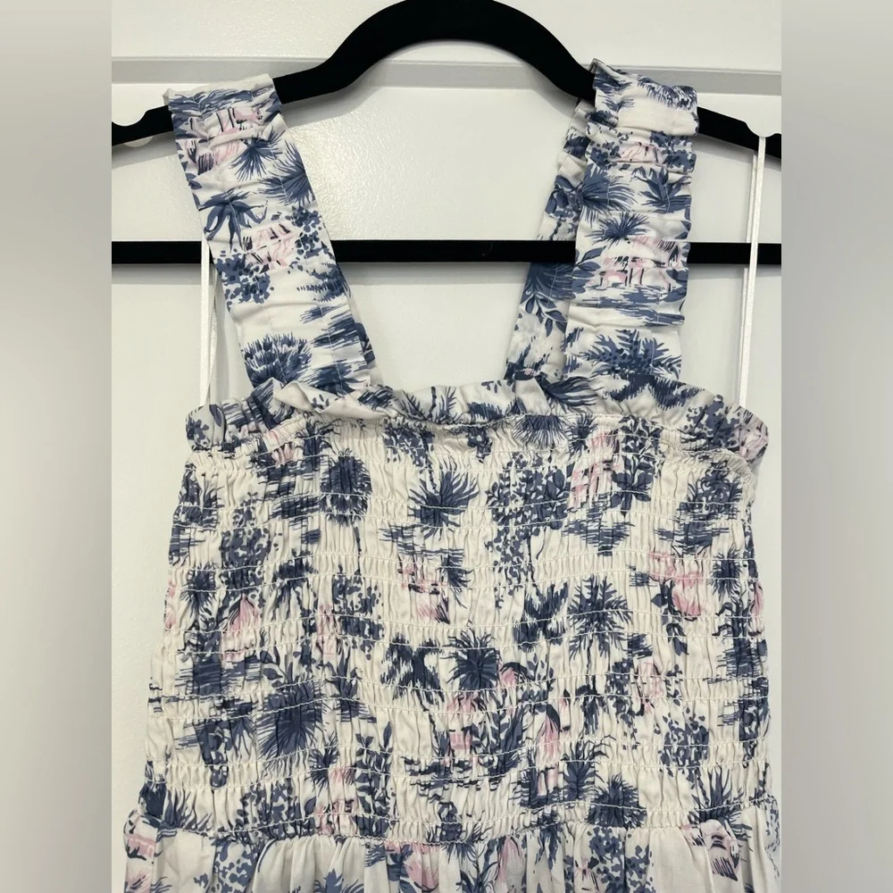 Abercrombie & Fitch Smocked Floral Blue, White, and Pink Maxi Dress